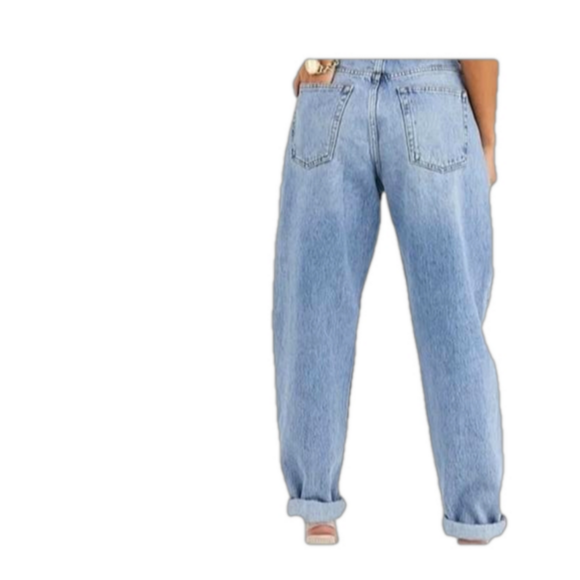 Nwt Simple Society High-rise Barrel Jeans, Baggy Tapered Rolled cuff Light Wash - Picture 2 of 11